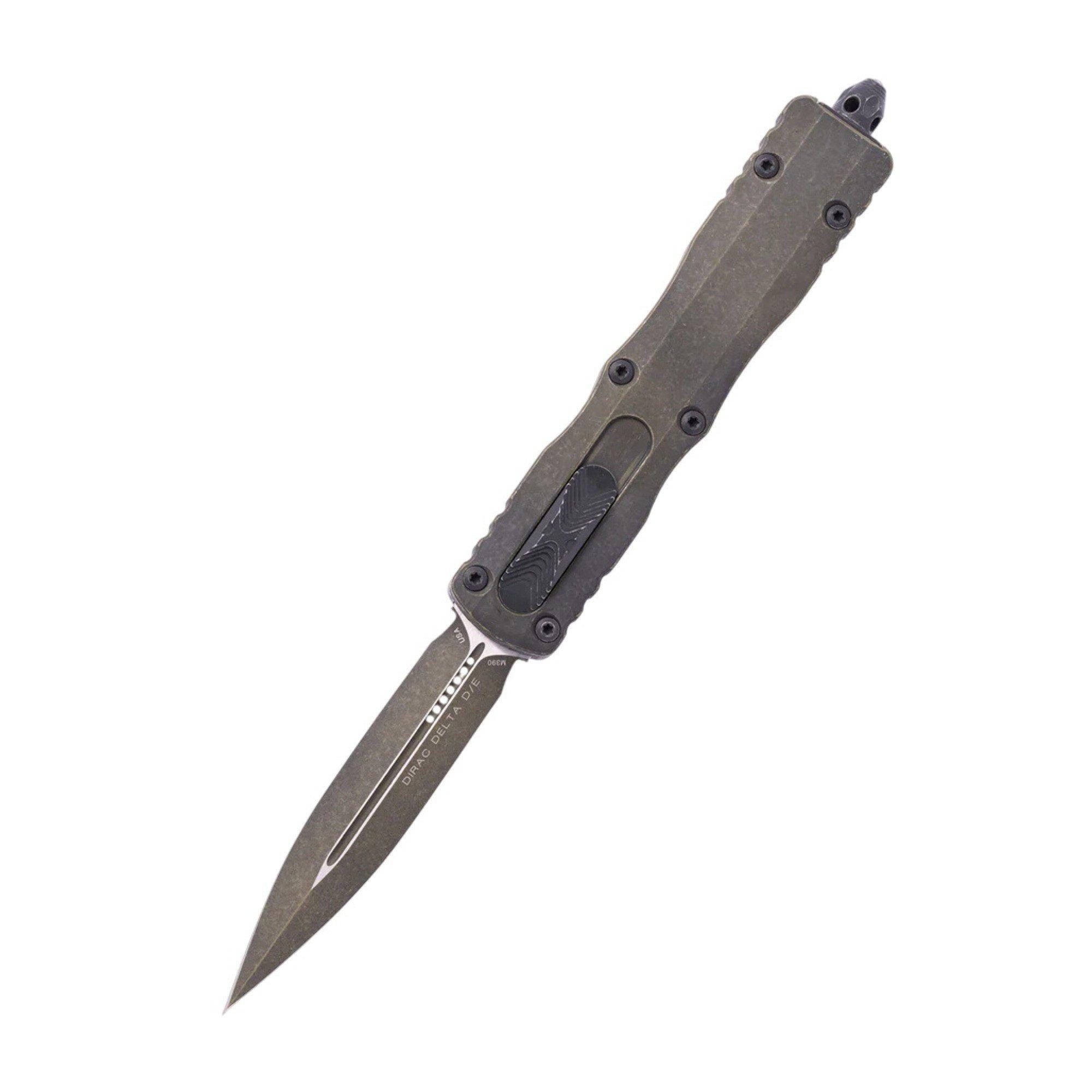 Microtech 227-1W Dirac Delta Cerakote Double Edge Weathered Grenade Green OTF Automatic Knife - Microtech