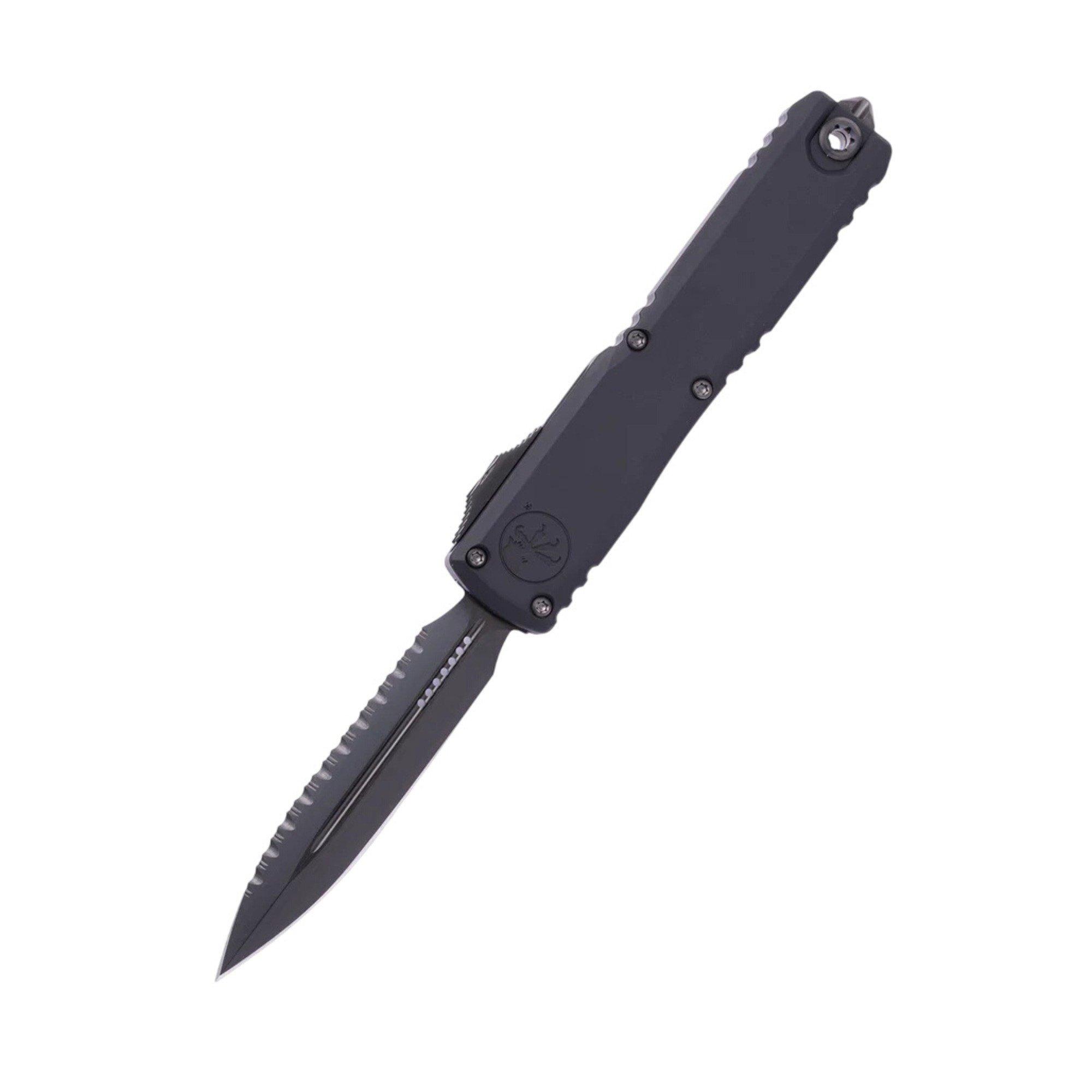 Microtech 1122-3DLCTSH Ultratech ZBP D/E Full Serrated Shadow DLC OTF Automatic Knife - Microtech
