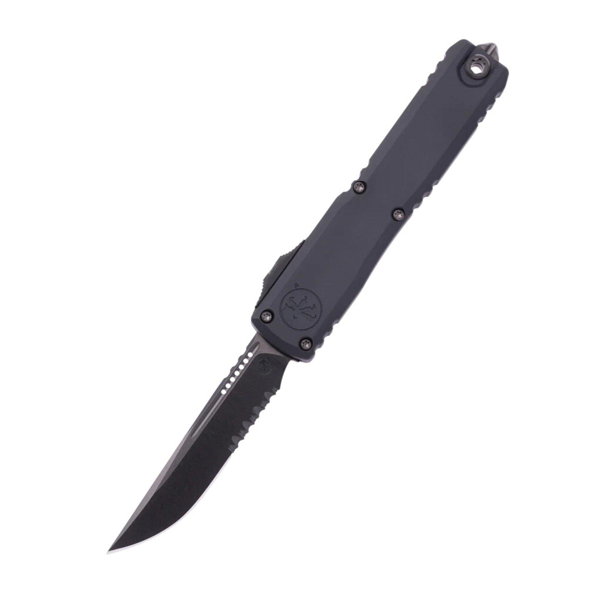 Microtech 1121-2DLCTSH Ultratech ZBP Shadow DLC Partial Serrated OTF Automatic Knife - Microtech