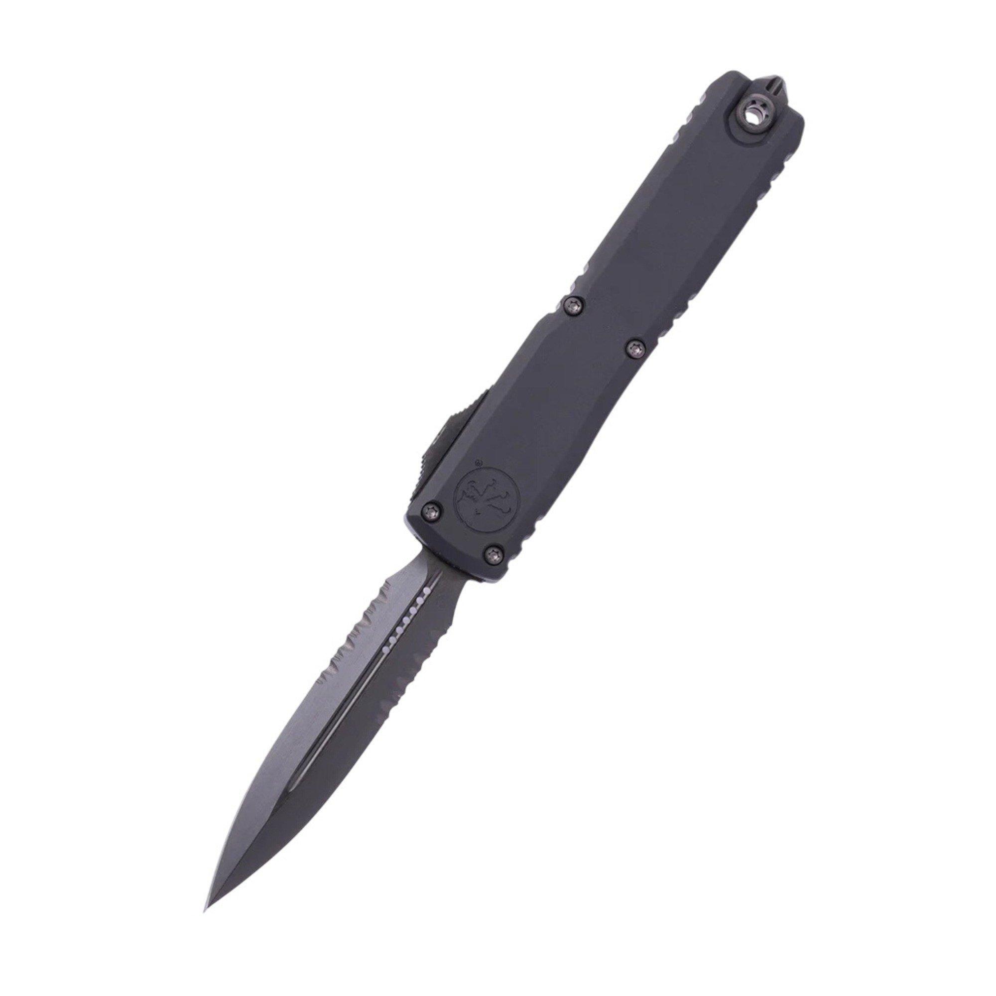 Microtech 1122-2DLCTSH Ultratech Gen III D/E Partial Serrated Shadow DLC OTF Automatic Knife - Microtech