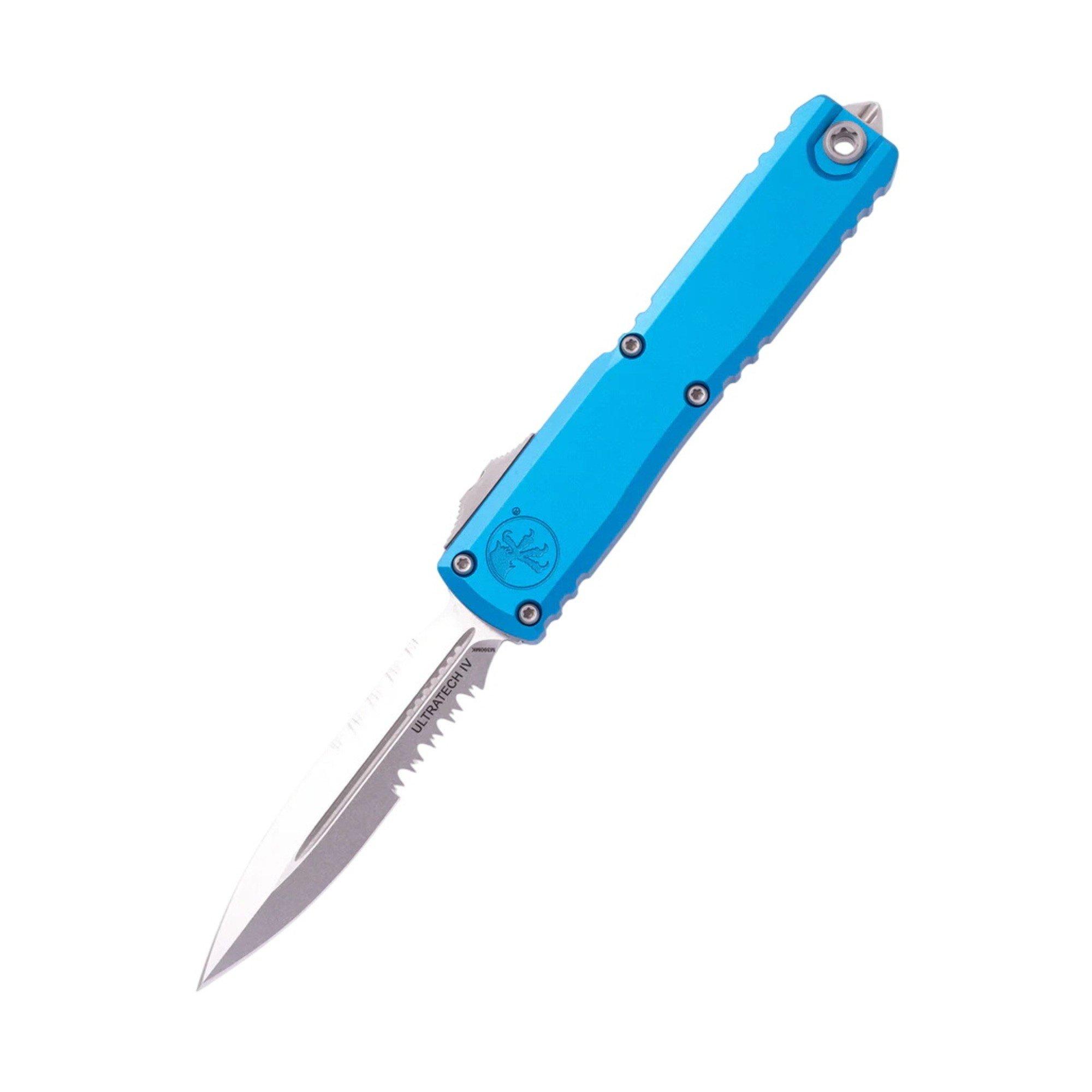 Microtech 11224-11 Ultratech Gen IV D/E Partial Serrated Stonewashed OTF Automatic Knife - Microtech