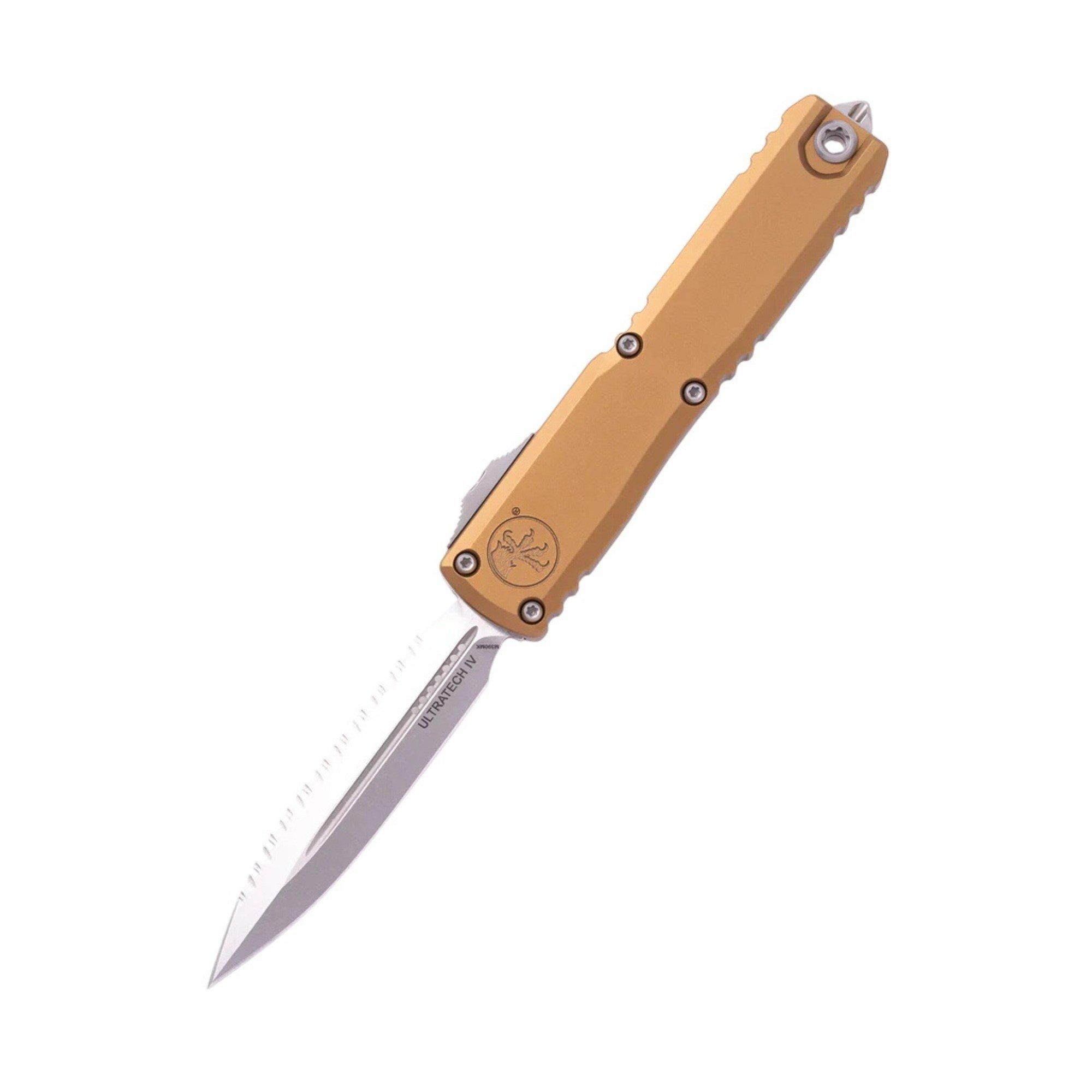 Microtech 11224-12 Ultratech Gen IV D/E Full Serrated Stonewashed OTF Automatic Knife - Microtech