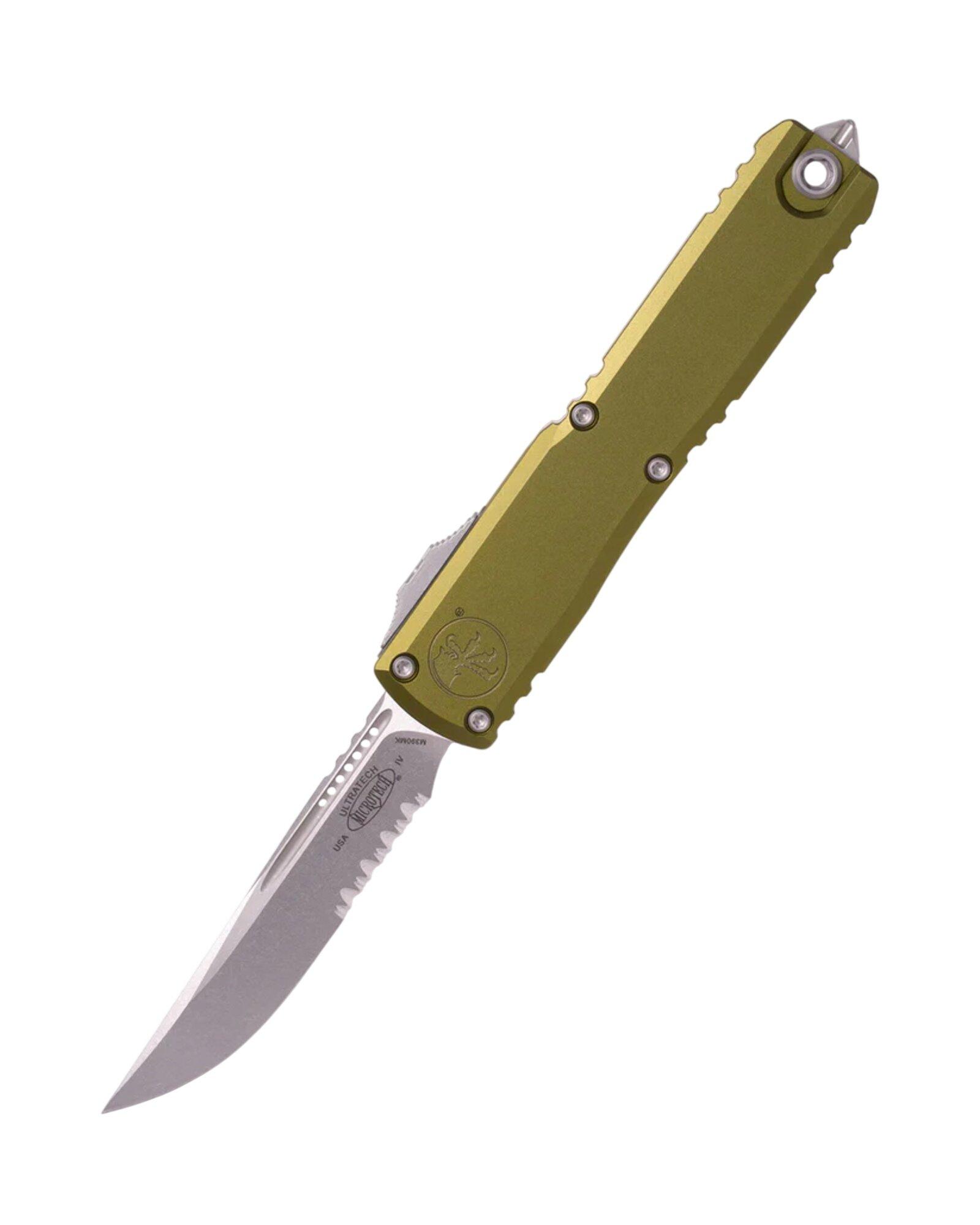 Microtech 11214-11 Ultratech Gen IV S/E Partially Serrated Stonewashed OTF Automatic Knife - Microtech
