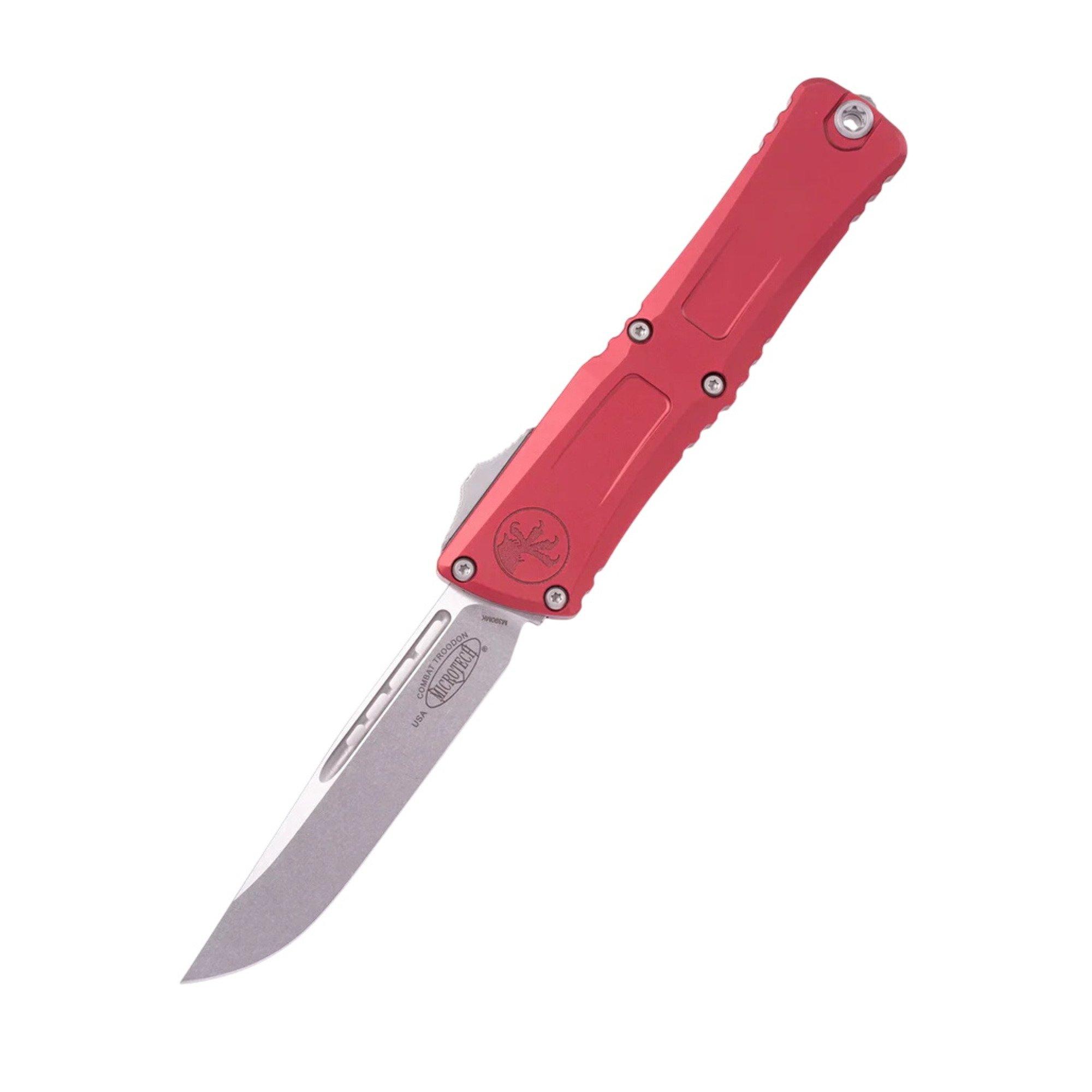 Microtech 1143-10 Combat Troodon Stonewash OTF Automatic Knife - Microtech