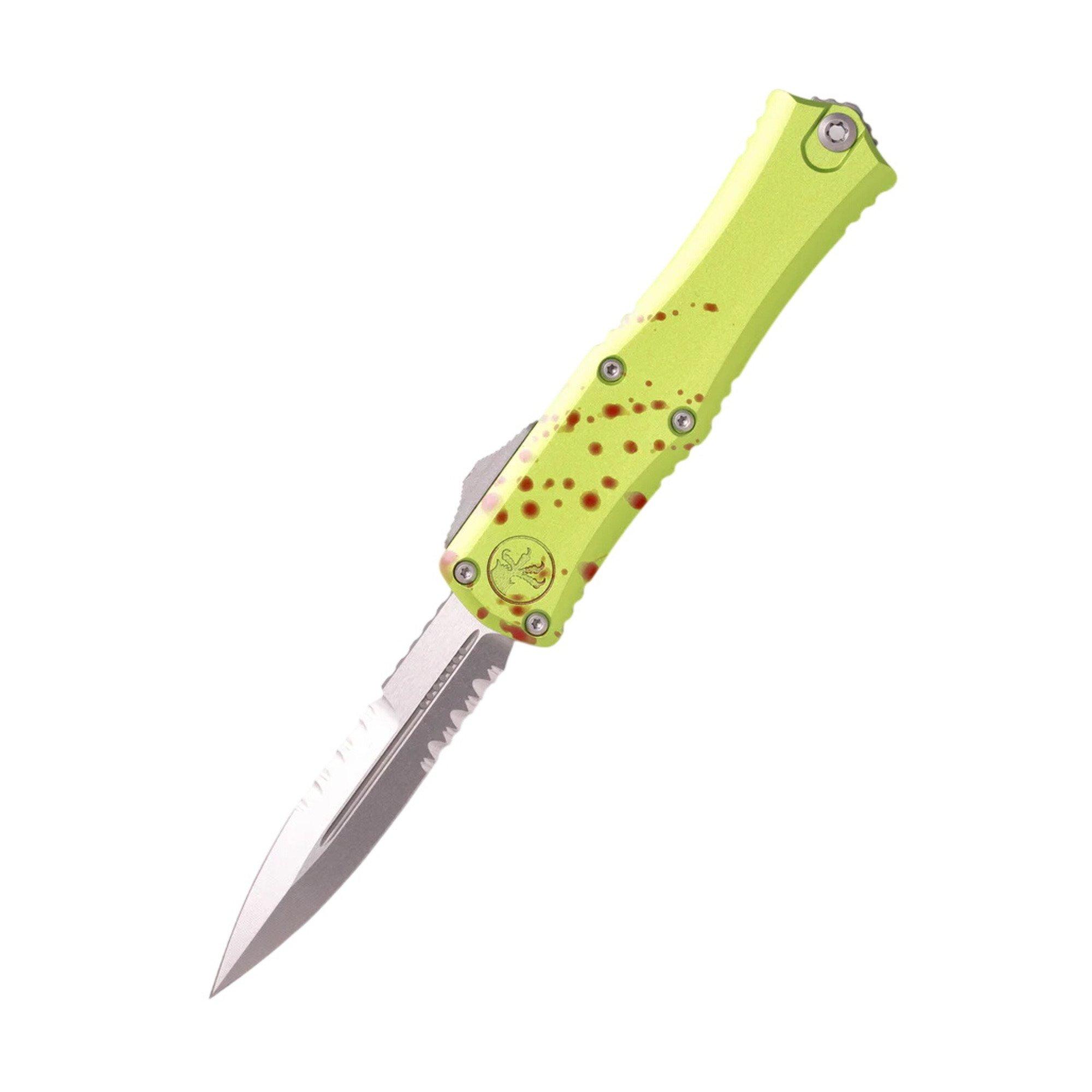 Microtech 1701M-11Z Hera II Mini Bayonet Stonewashed Partially Serrated Zombie OTF Automatic Knife - Microtech