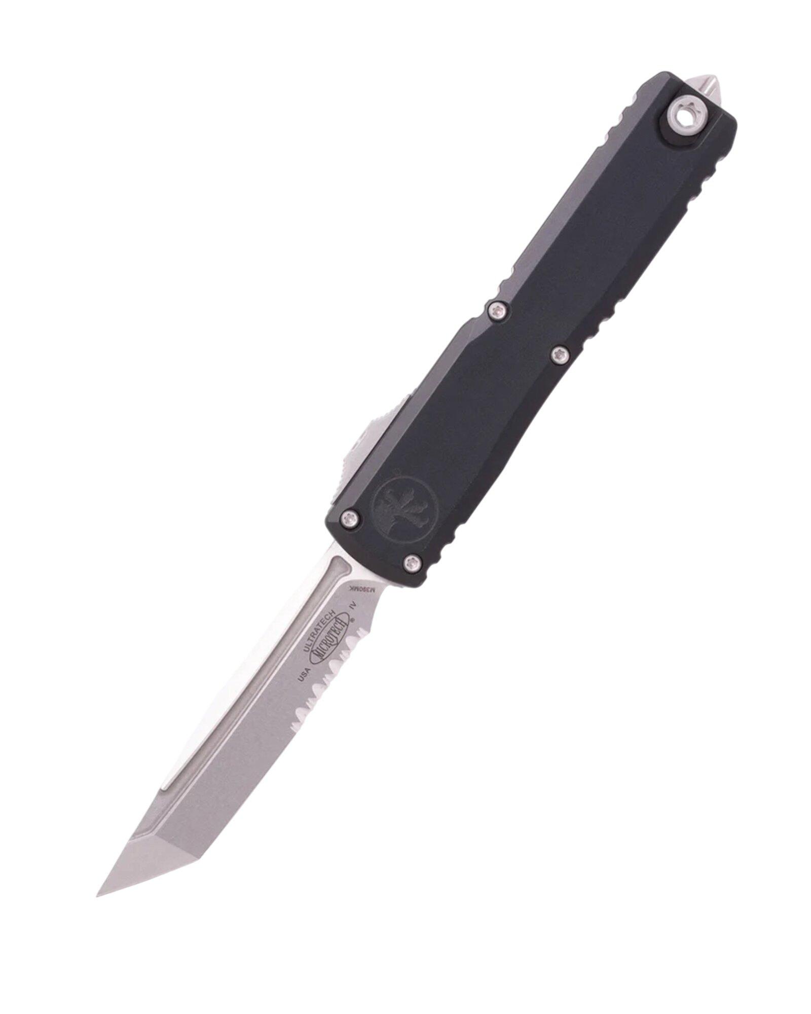 Microtech 11234-11 Ultratech Gen IV Tanto Partially Serrated Stonewashed OTF Automatic Knife - Microtech