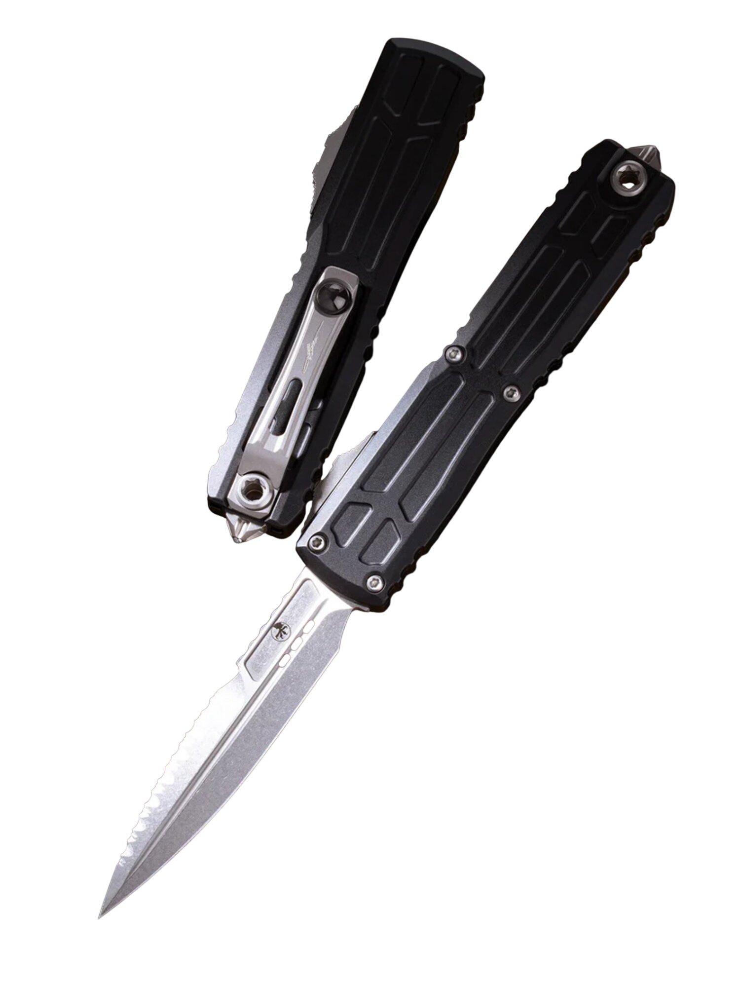 Microtech 1120EX-12S Ultratech EX-ZBP Bayonet Signature Series Stonewashed Serrated OTF Automatic Knife - Microtech