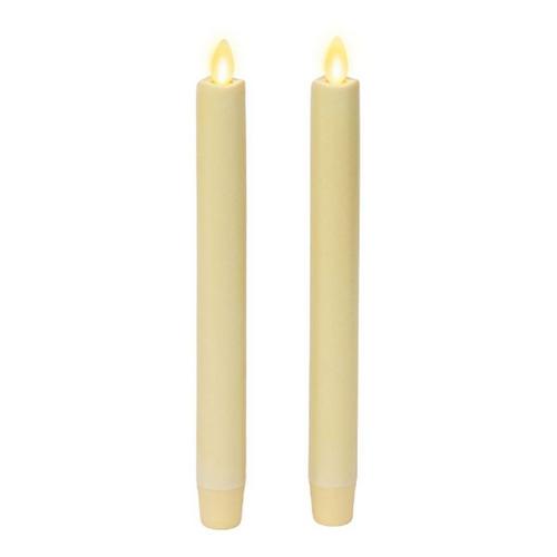K&K Interiors 9.75 Inch Ivory Wax Luminara Indoor Taper Candle (Set of 2) - Primary Image