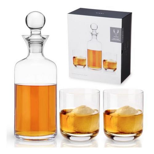 Viski Raye Modern Crystal Liquor Decanter and Tumbler Set - Primary Image