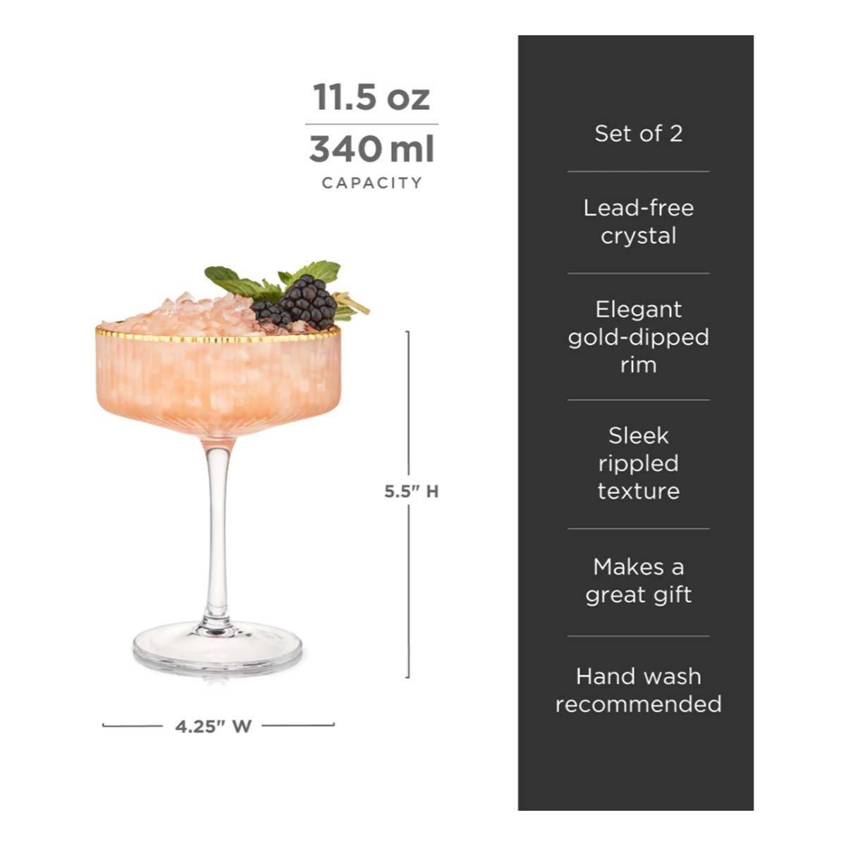 Viski Meridian Crystal Coupe Glass Set - Thumbnail 5