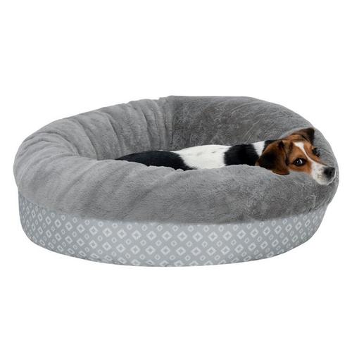 Fur Haven Diamond Print Calming Donut Dog Bed - Primary Image