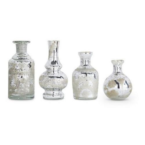 K&K Interiors Mini Silver Mercury Glass Etched Bud Vase (Styles May Vary) - Primary Image