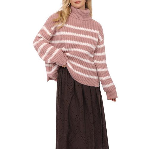 Women's Sadie And Sage Stripe Turtleneck Pullover Sweater - Primary Image