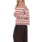 Women's Sadie And Sage Stripe Turtleneck Pullover Sweater - Thumbnail 3 of 4