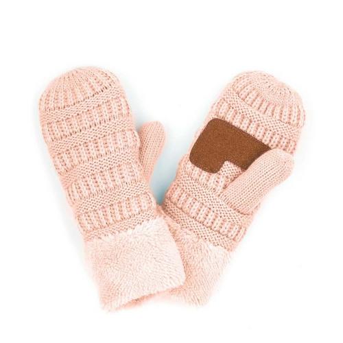 Girls' C.C Fleece Lined Cable Knitted Mittens - Primary Image