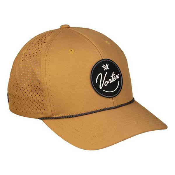 Men's Vortex Script Logo Silicone Patch Shooting Adjustable Hat One Size Dull Gold