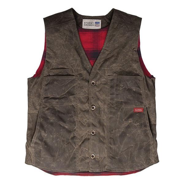 Men's Stormy Kromer The Waxed Button with Lining Hunting Vest 2XLarge Dark Oak