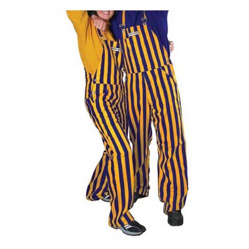 Game Bibs Purple and Gold Striped Overall Bibs - Primary Image