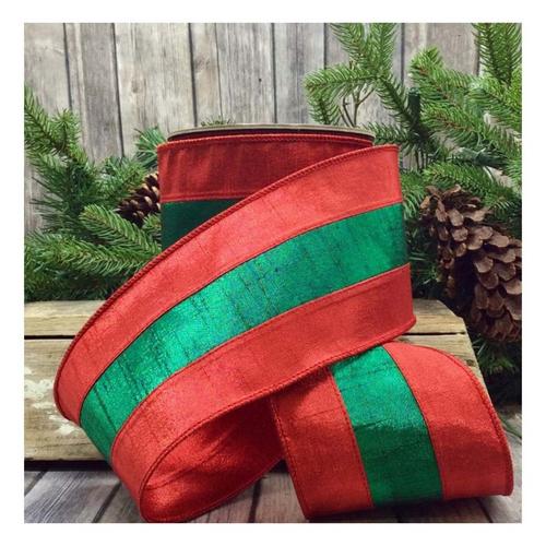 D Stevens Fine Ribbons 4in Metallic Dupion Ribbon - Primary Image