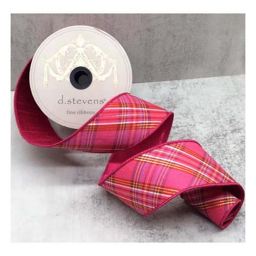 D Stevens Fine Ribbons 2.5in Dupion Plaid Ribbon - Primary Image