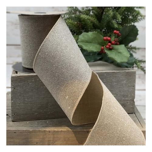 D Stevens Fine Ribbons 4in Faux Linen Ribbon - Primary Image