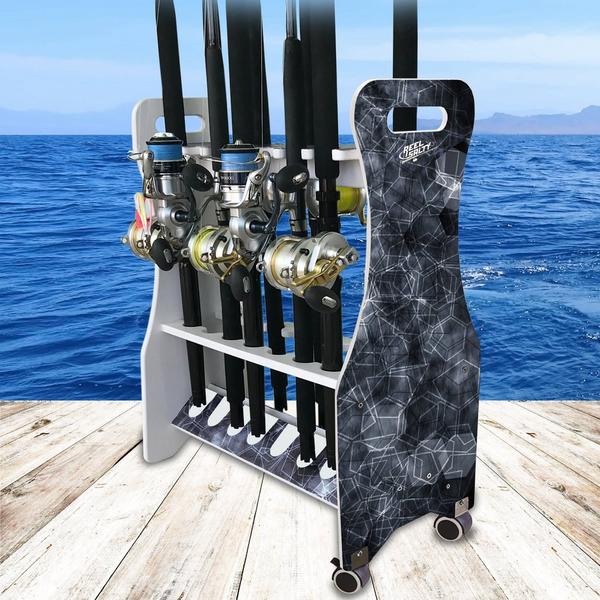 Rush Creek Reel Salty Saltwater 16 Rolling Rod Floor Rack