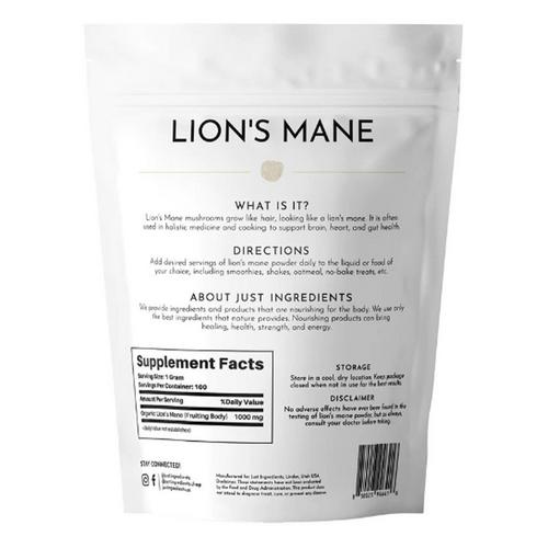 Just Ingredients Organic Lion's Mane Supplement - Primary Image