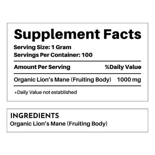 Just Ingredients Organic Lion's Mane Supplement - Primary Image