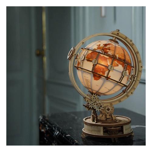 Hands Craft 3D Modern Wooden Puzzle Luminous Globe - Primary Image