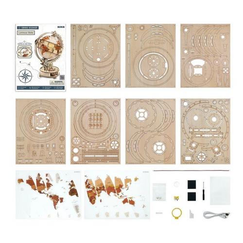 Hands Craft 3D Modern Wooden Puzzle Luminous Globe - Primary Image