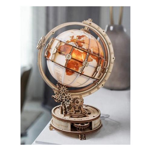 Hands Craft 3D Modern Wooden Puzzle Luminous Globe - Primary Image