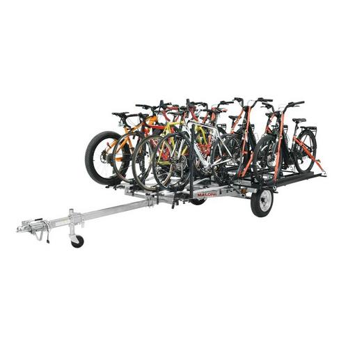 Malone MicroSport LowBed 8 Bike Trlr Pkg (4 E-Bike Racks, 4 Std Bike Racks, Kick Stand, Spr Tire) - Primary Image