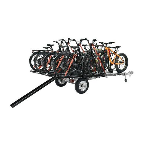 Malone MicroSport LowBed 8 Bike Trlr Pkg (4 E-Bike Racks, 4 Std Bike Racks, Kick Stand, Spr Tire) - Primary Image