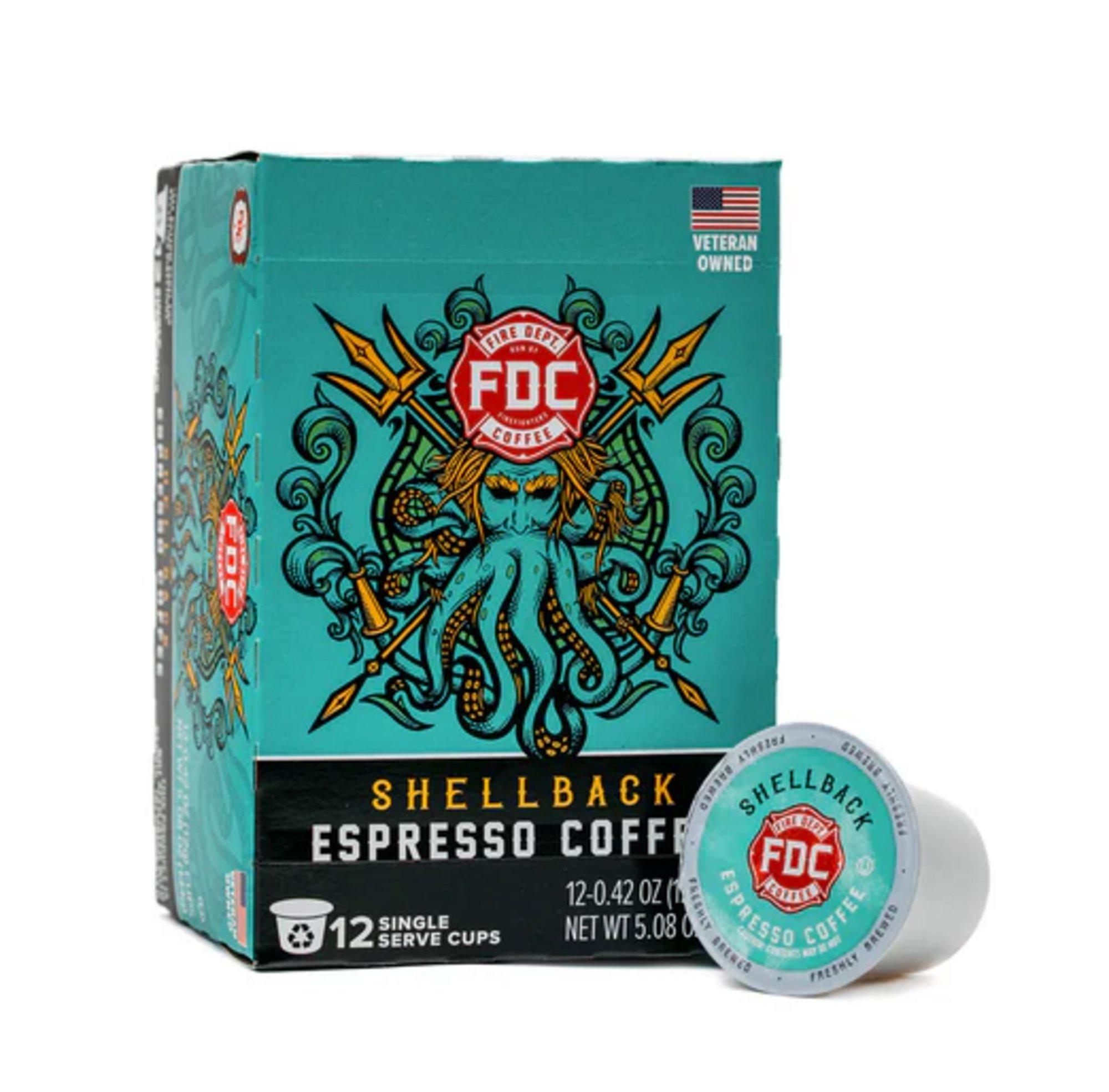 Fire Department Coffee Shellback Espresso Pods 12 Count Coffee - Fire Department Coffee