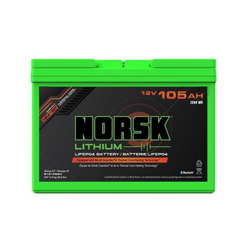 Norsk Lithium 12V 105AH Heated LiFePO4 Lithium Deep Cycle Marine Battery - Primary Image