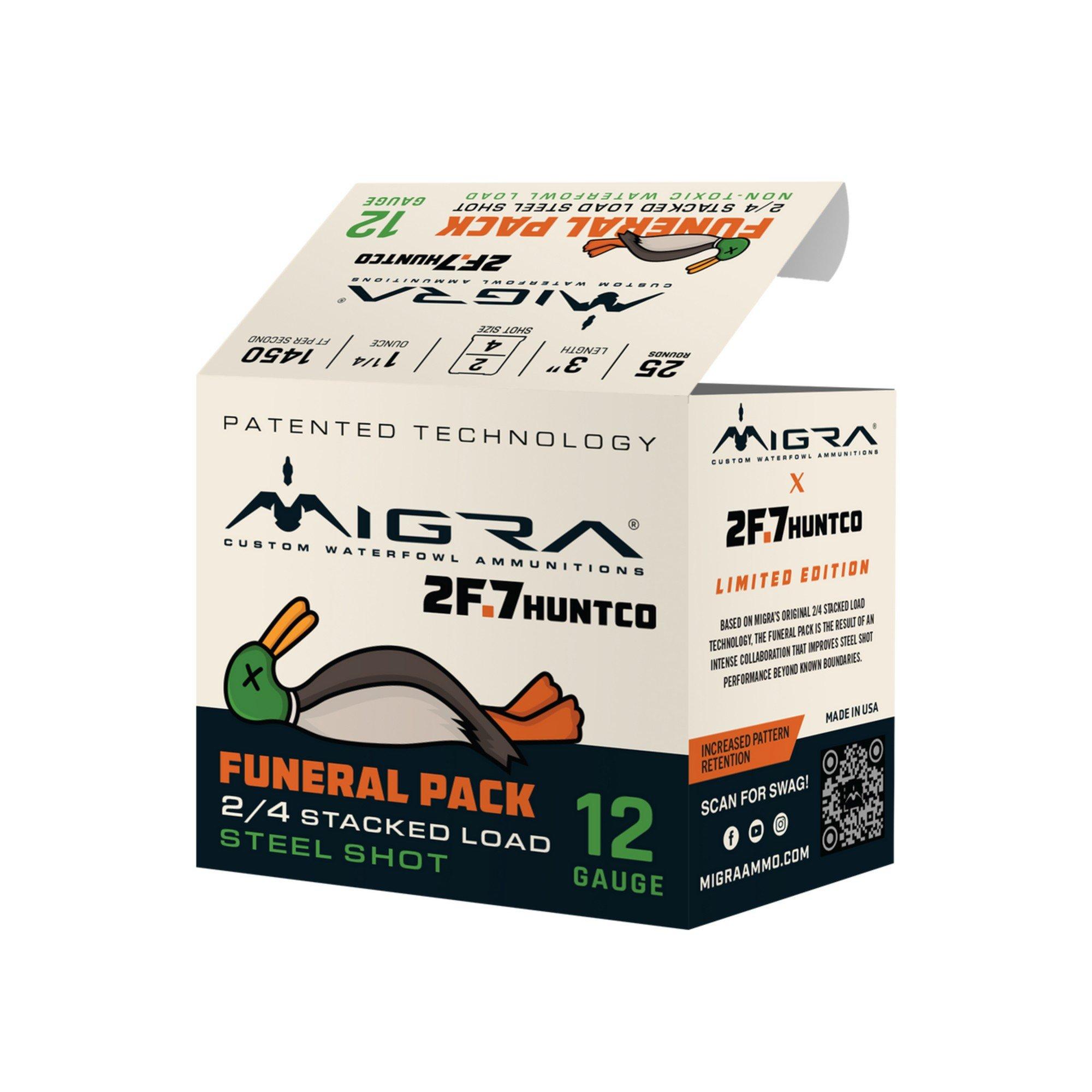 MIGRA Ammunition MIGRA 2F.7 Funeral Pack Shotshells 12 Gauge Shotshells 25 Round Box - MIGRA Ammunition