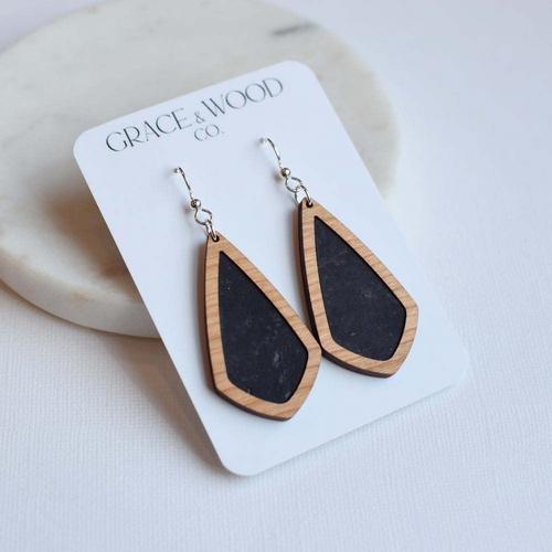 Grace & Wood Co. Black Wood + Emma Earrings - Primary Image