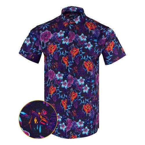 Men's Retro Rifle Hawaiian Drip Button Up Shirt - Primary Image