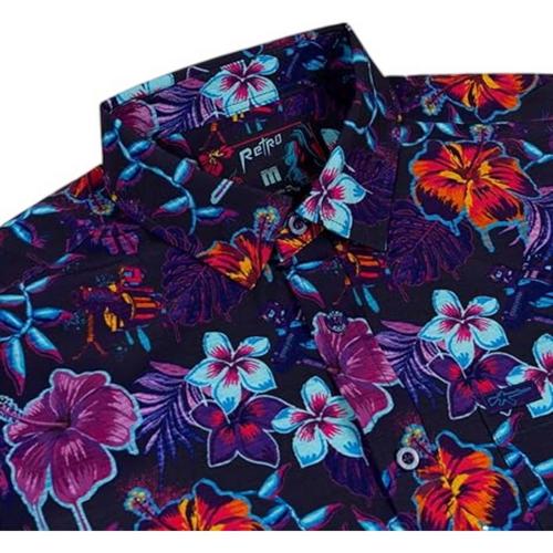 Men's Retro Rifle Hawaiian Drip Button Up Shirt - Primary Image
