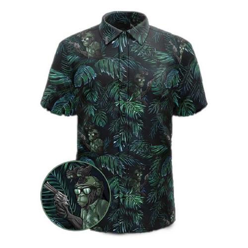 Men's Retro Rifle Chill Chimp Button Up Shirt - Primary Image