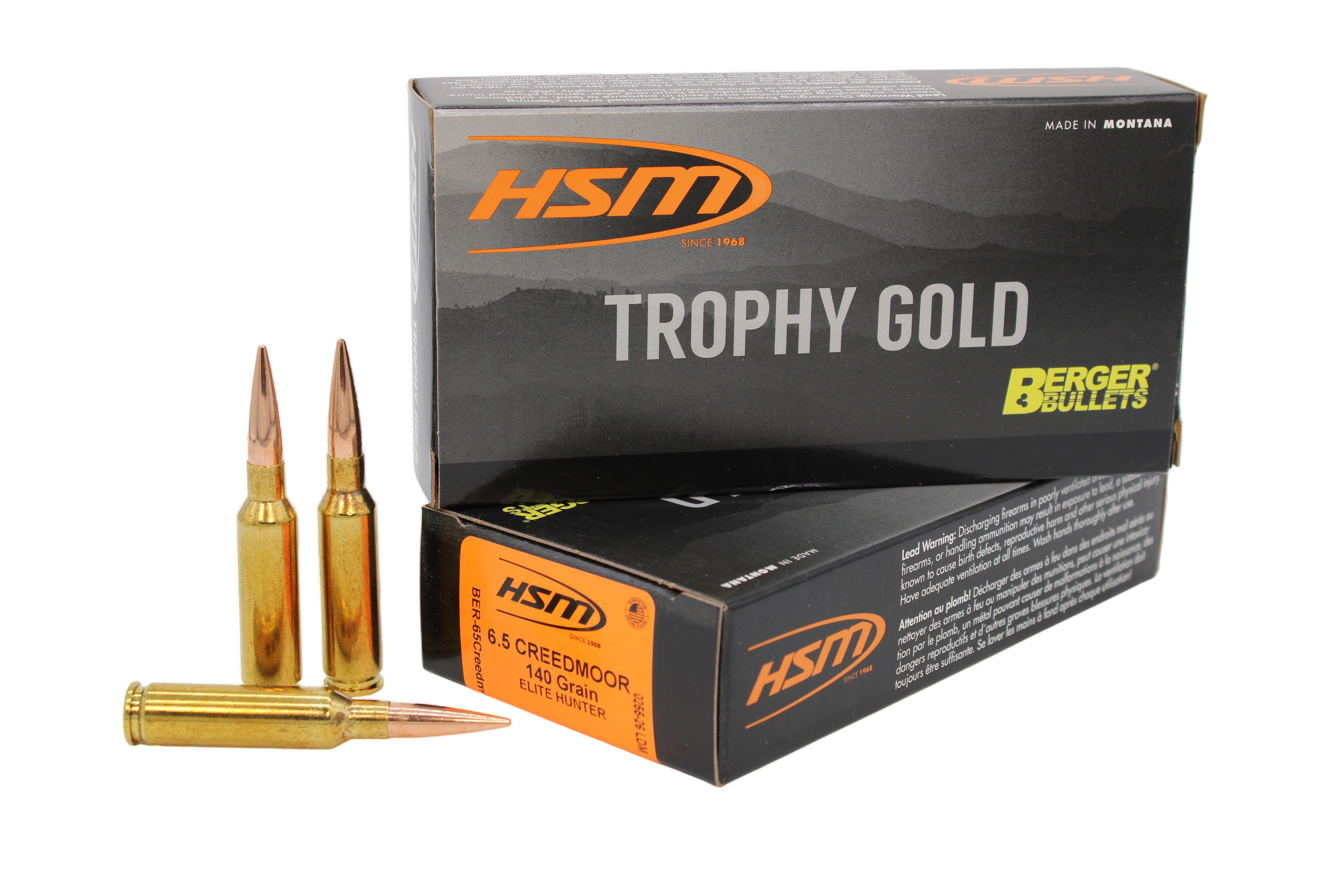 HSM Trophy Gold Elite Hunter 6.5 Creedmoor Rifle Ammunition 20 Round Box - HSM Ammunition
