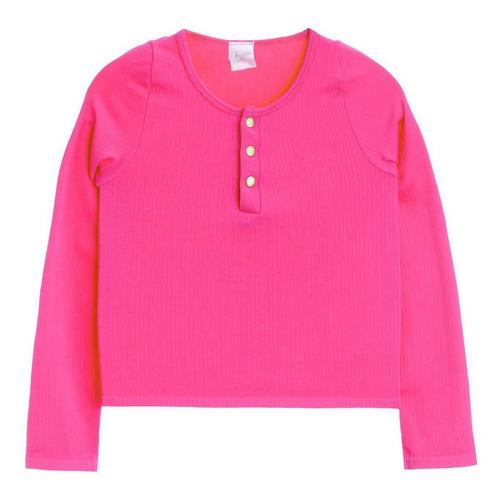 Girls' Suzette Ribbed Long Sleeve Henley - Primary Image