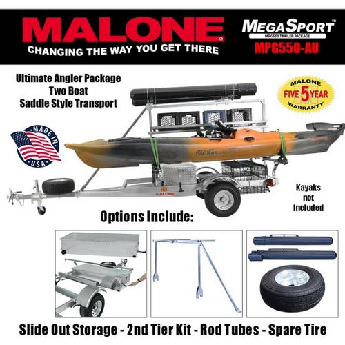 Malone MegaSport LowBed Trlr w/Tier, Spare, 2 sets Saddle Up, Cargo Box, 2 Rod Tubes - Primary Image
