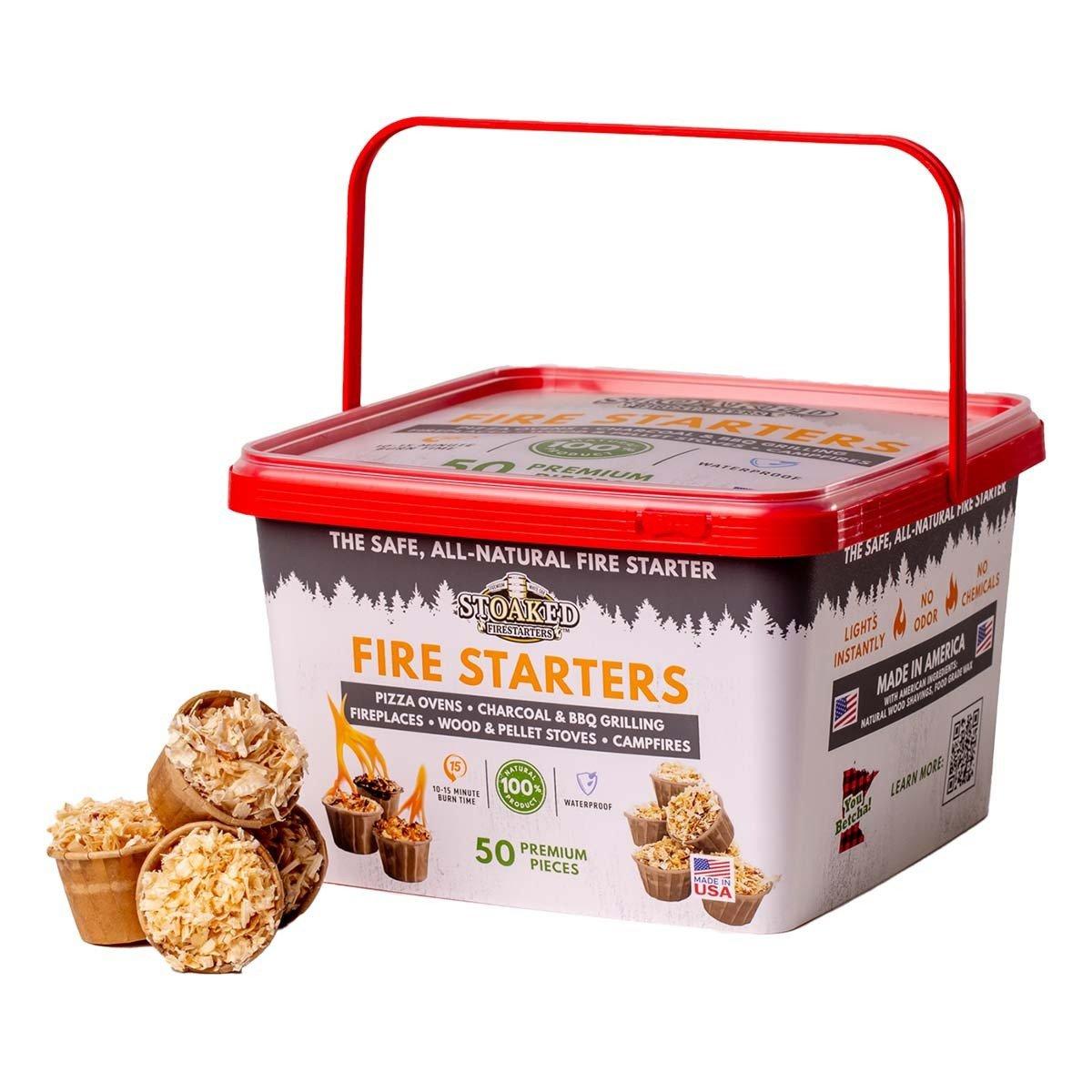 Stoaked All Natural Fire Starter – 50 Ct Bucket - Stoaked BBQ Pellets