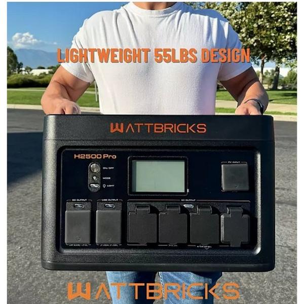 Kms, Inc WattBricks H2500Pro Portable Power Station Solar Generator 2500W 2048Wh with Carry Cart Included