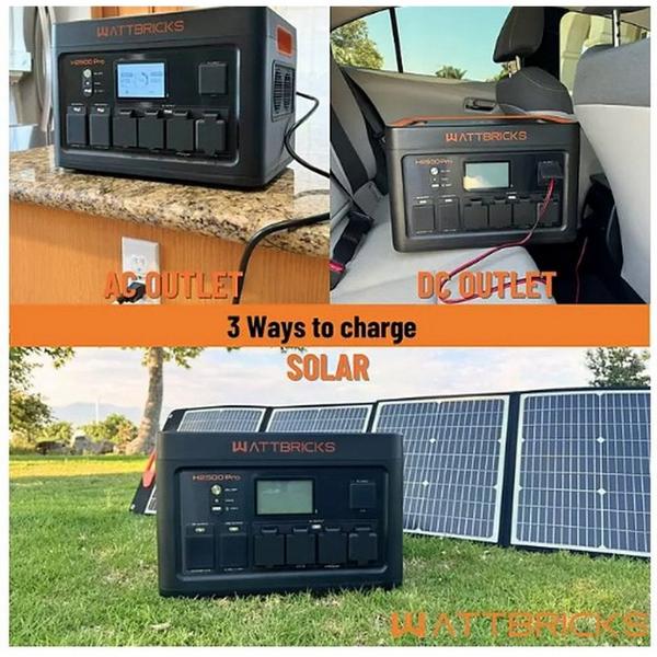 Kms, Inc WattBricks H2500Pro Portable Power Station Solar Generator 2500W 2048Wh with Carry Cart Included