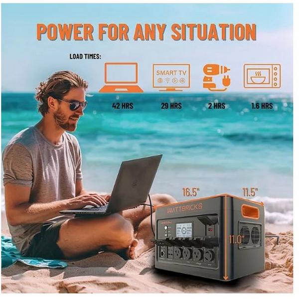 Kms, Inc WattBricks H2500Pro Portable Power Station Solar Generator 2500W 2048Wh without a Carry Cart