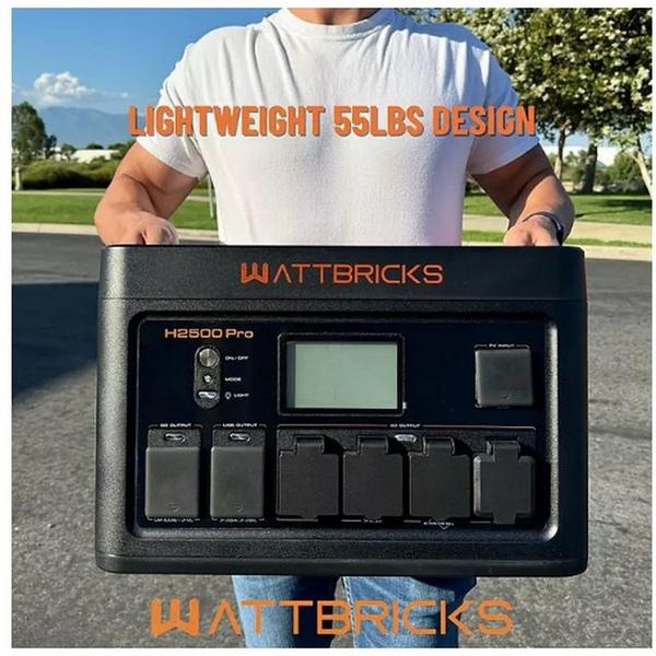 Kms, Inc WattBricks H2500Pro Portable Power Station Solar Generator 2500W 2048Wh without a Carry Cart