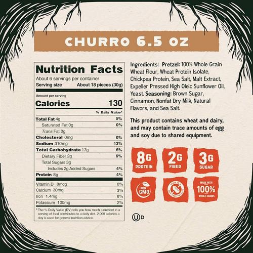 Kindling Snacks Protein Pretzels Churro - Primary Image