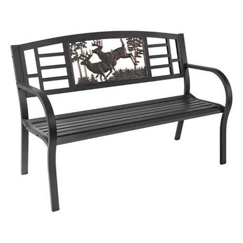Painted Sky Designs Gray Steel Bucks Garden Bench - Primary Image